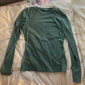 Blue/green long sleeve ribbed shirt. SHEIN; size medium.
